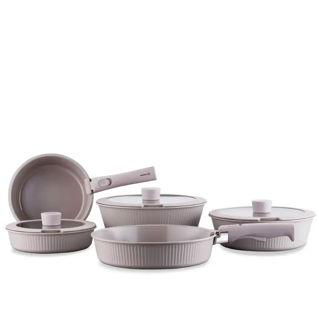 PRATIKA CERAMIC Cookware & Frypan Set (10 pcs)                                         18x9 cm / 2,0 Lt                                                              20x9,5 cm / 3,0 Lt                                                           24x7,5 cm / 3,5 Lt                                                                    24x5,5 cm / 1,8 Lt , A2799