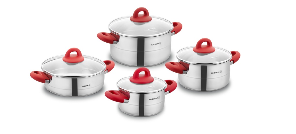 A1087-2 Hera 8 pcs. Cookware Set - Red