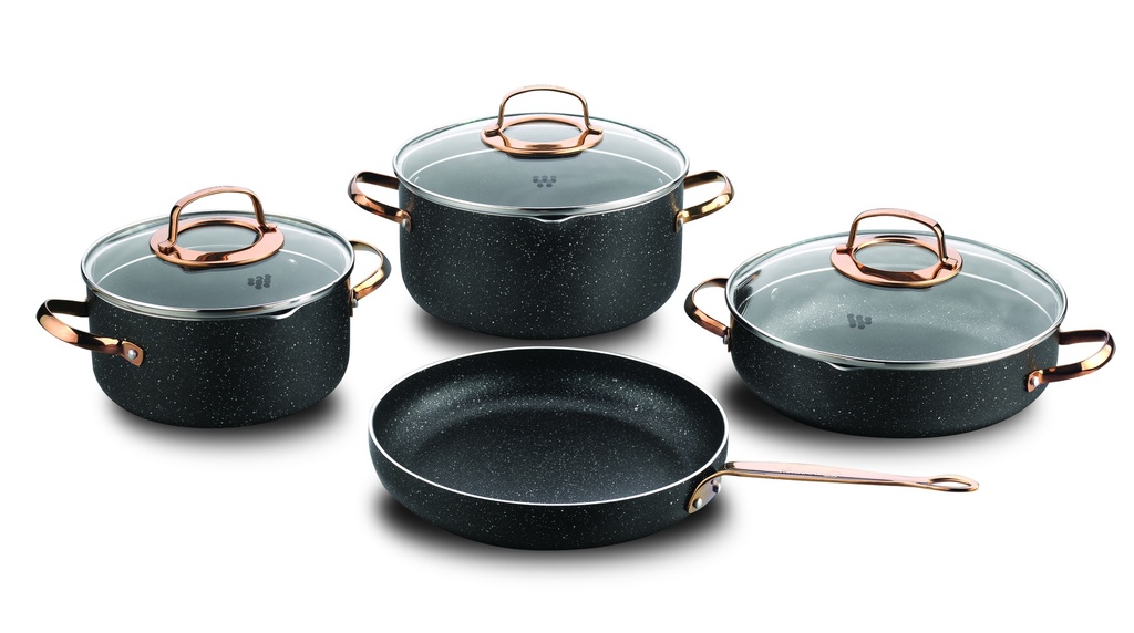 A1372 Galaksi Alu. 7 pcs. Cookwaree Set - RoseGold